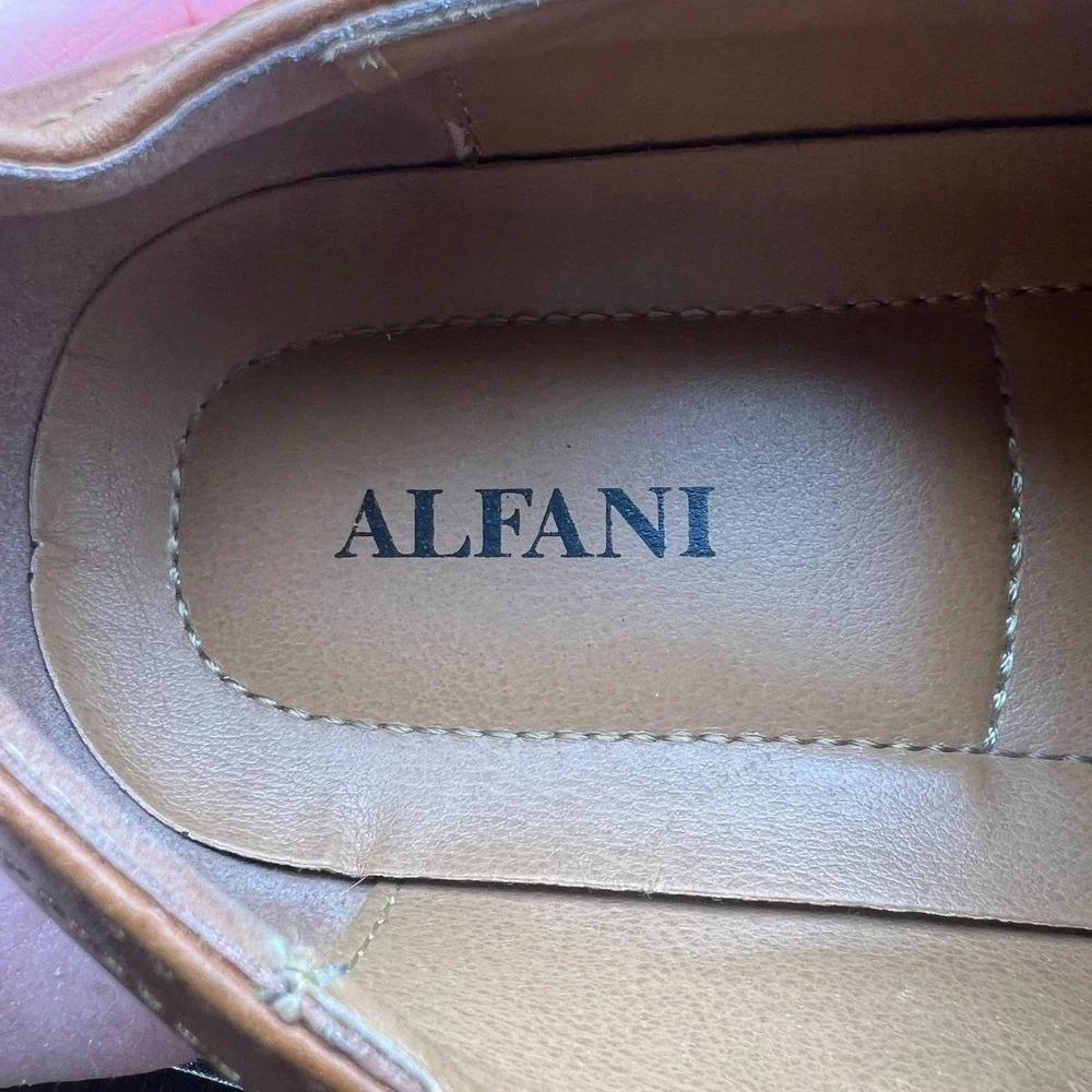 Alfani Adam 42101 Mens 11.5 M Oxford Brown Leather Cap Toe Lace Up Dress Shoes